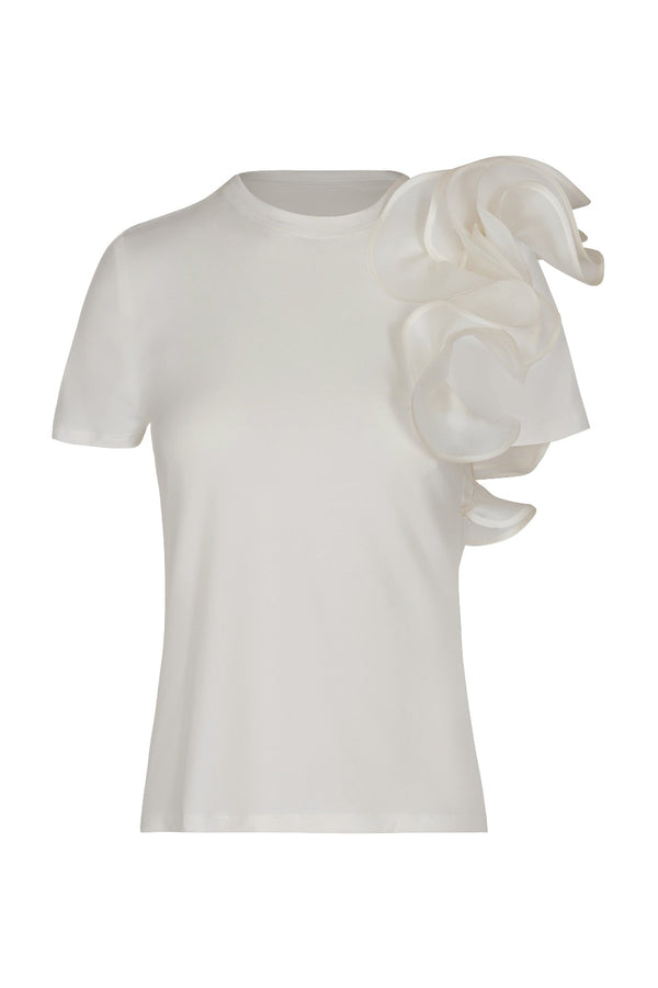 Barichara Ruffled T-Shirt Off White