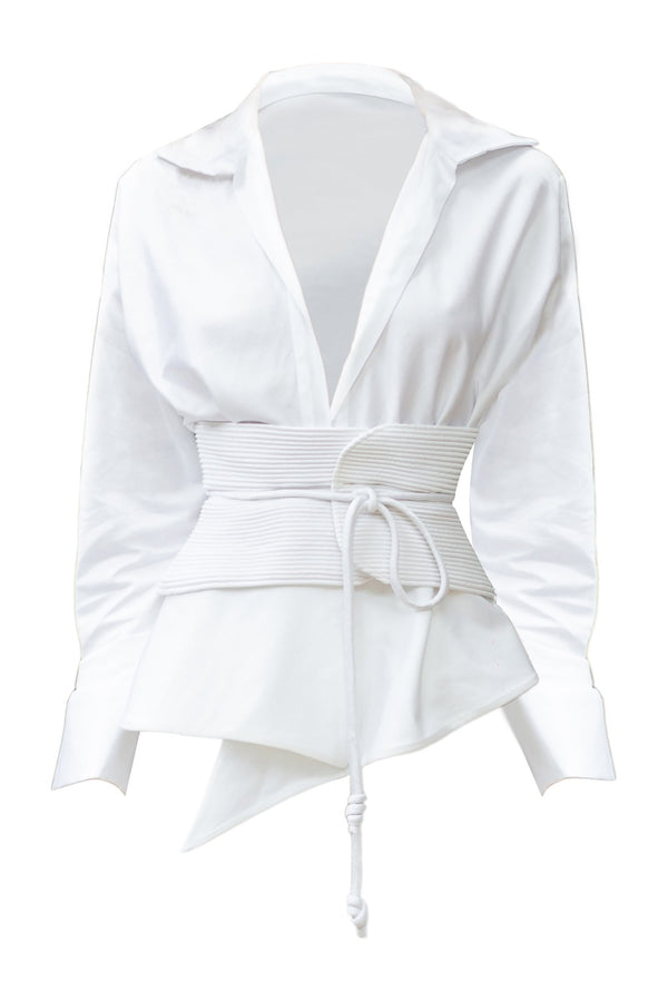 Tierra De Luz Shirt with Attached Belt Off White
