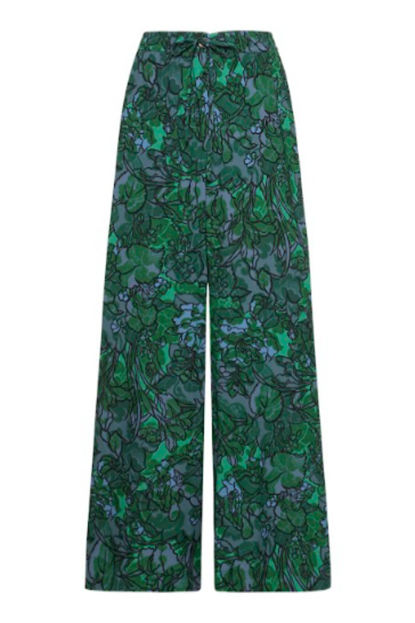 Adanastr Silk Pants Green Floral