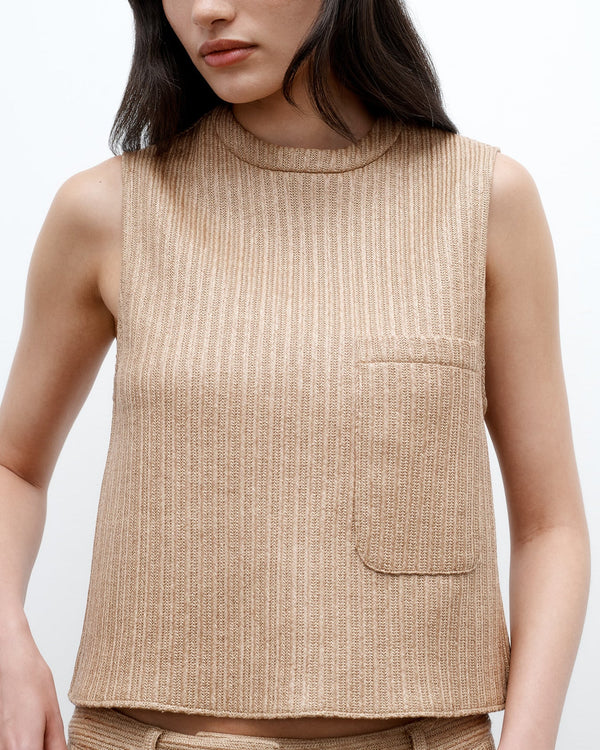 Cropped Muscle Tank In Soft Cotton Raffia