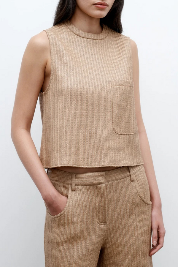 Cropped Muscle Tank In Soft Cotton Raffia