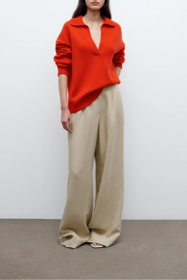 Mini Pleat Trouser in Washed Linen Suiting