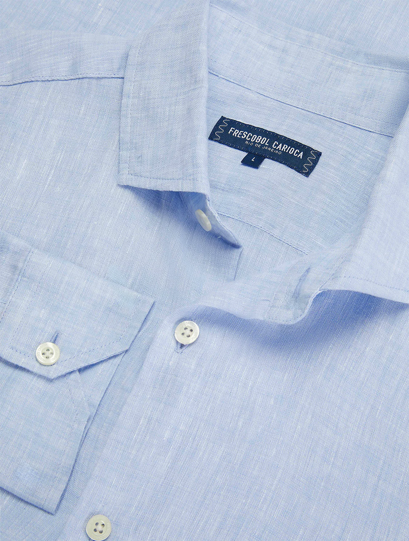 Antonio Linen Shirt LS Baby Blue