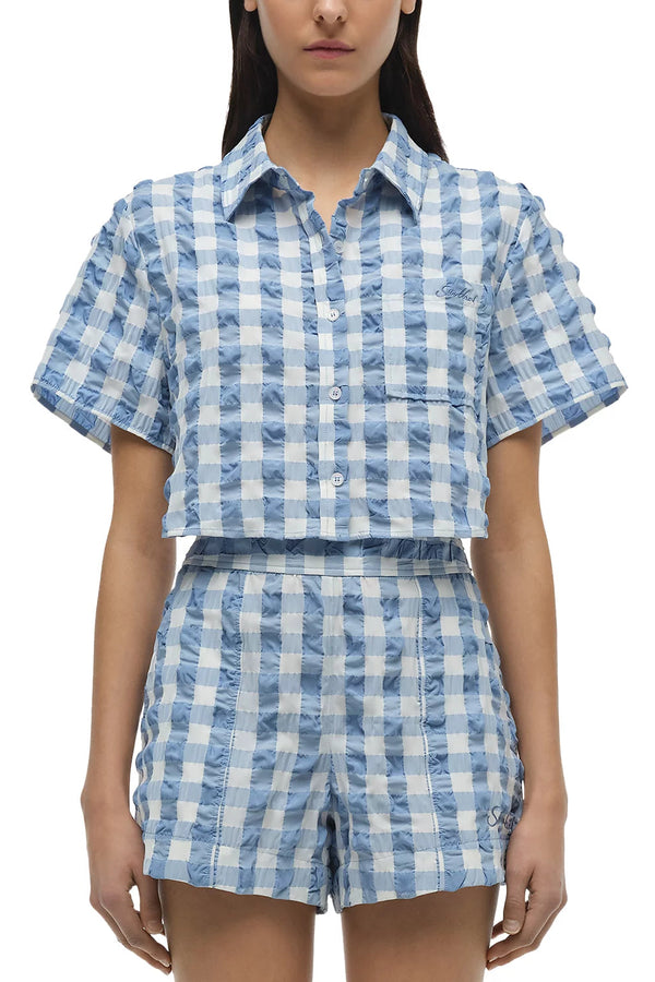 Dax Short Blue Hydrangea Gingham
