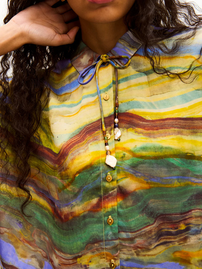 Kimono Top Emerald Marble