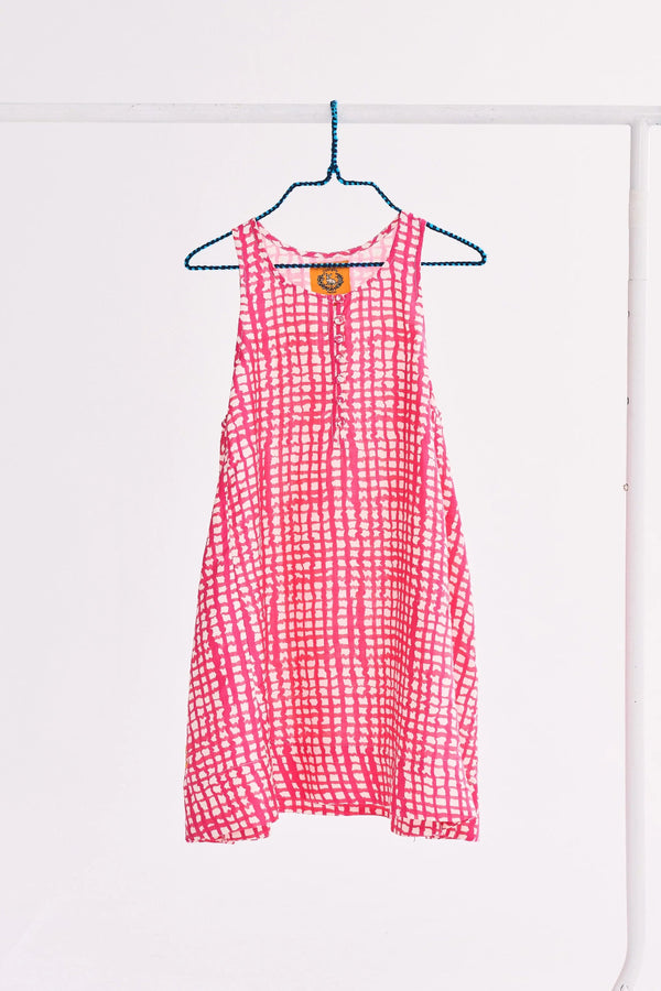 Queens Dress Wavy Gingham Raspberry Sorbet