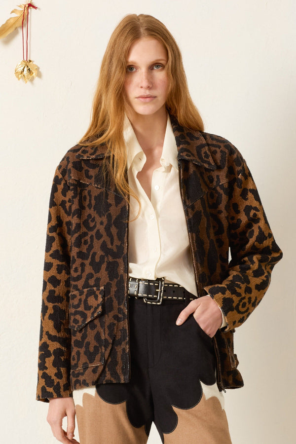 Merise Leopard Khadi Jacket