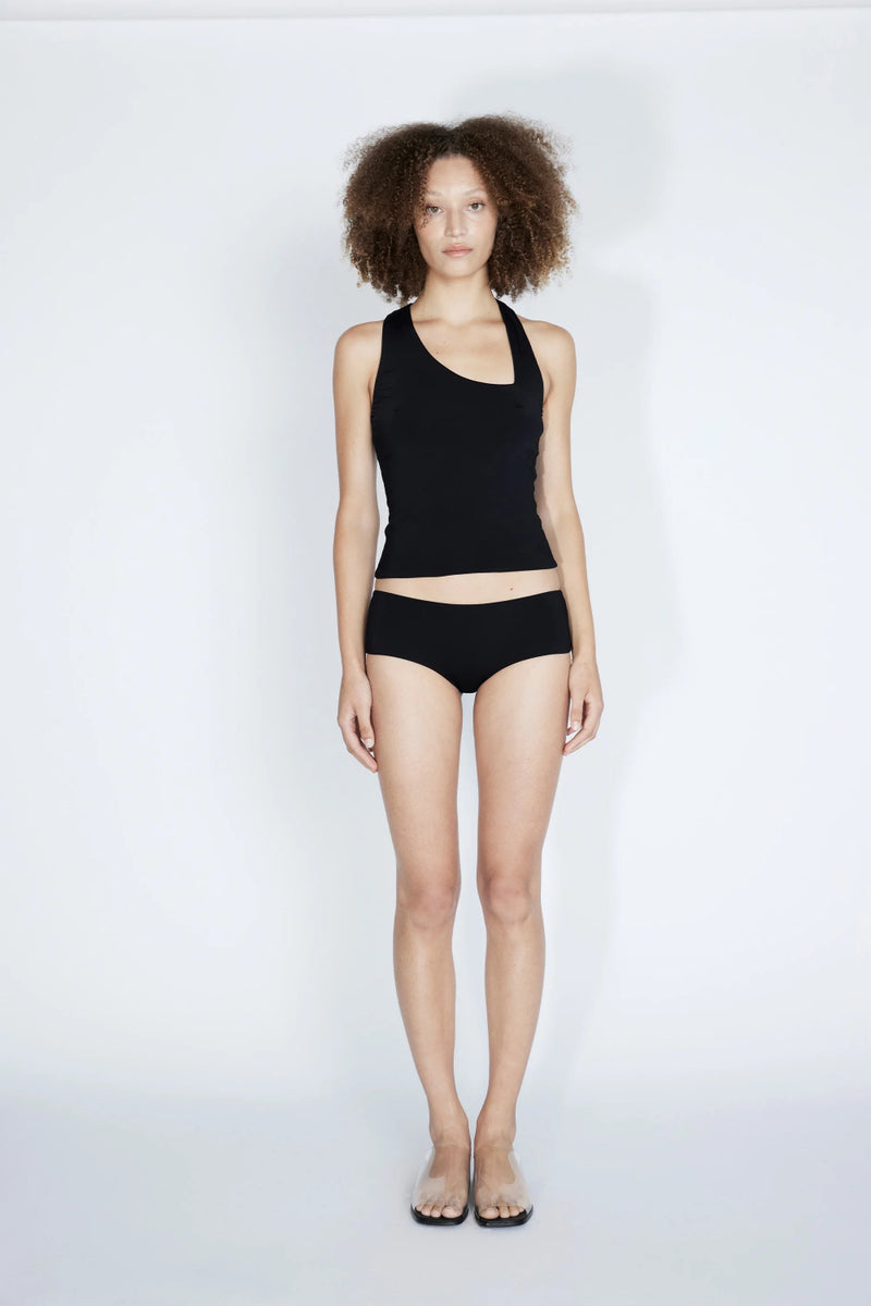 Asymmetric Racer Slip Top Black