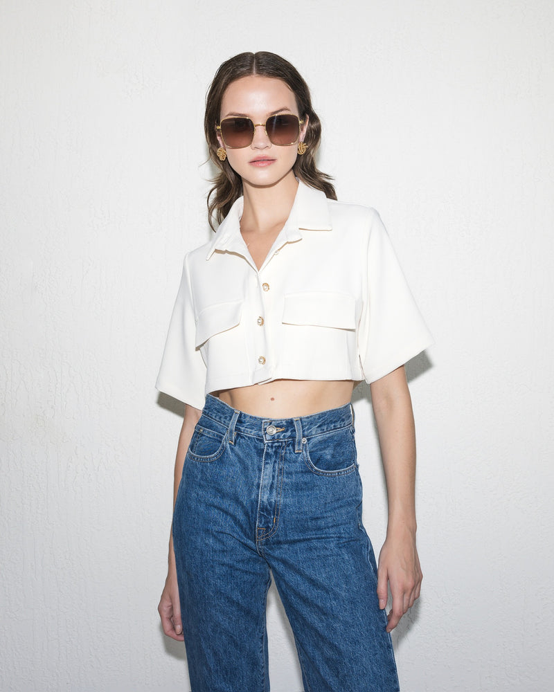 Riviera Top Crepe Pearl Buttons
