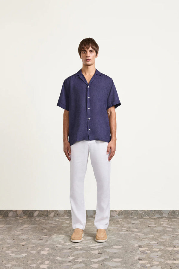 Angelo Linen Shirt Midnight Blue (Final Sale)