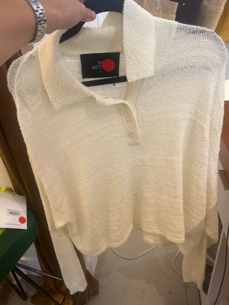 Camilla Cropped Polo Shirt Cream