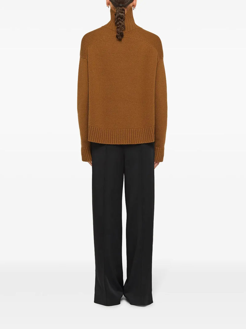 Long-Sleeved Cashmere Sweater Brown