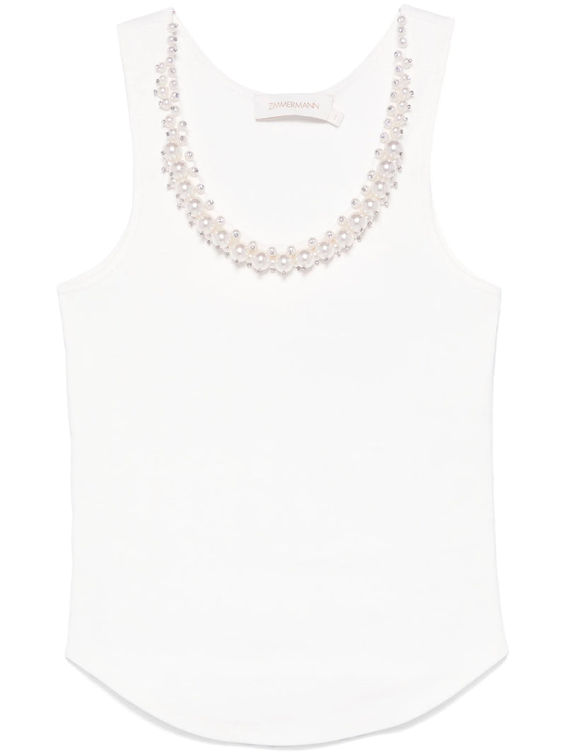 Crush Embellished Tank Ivory