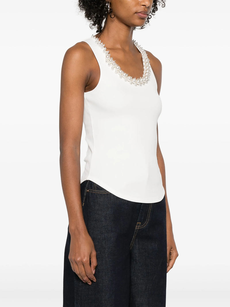 Crush Embellished Tank Ivory
