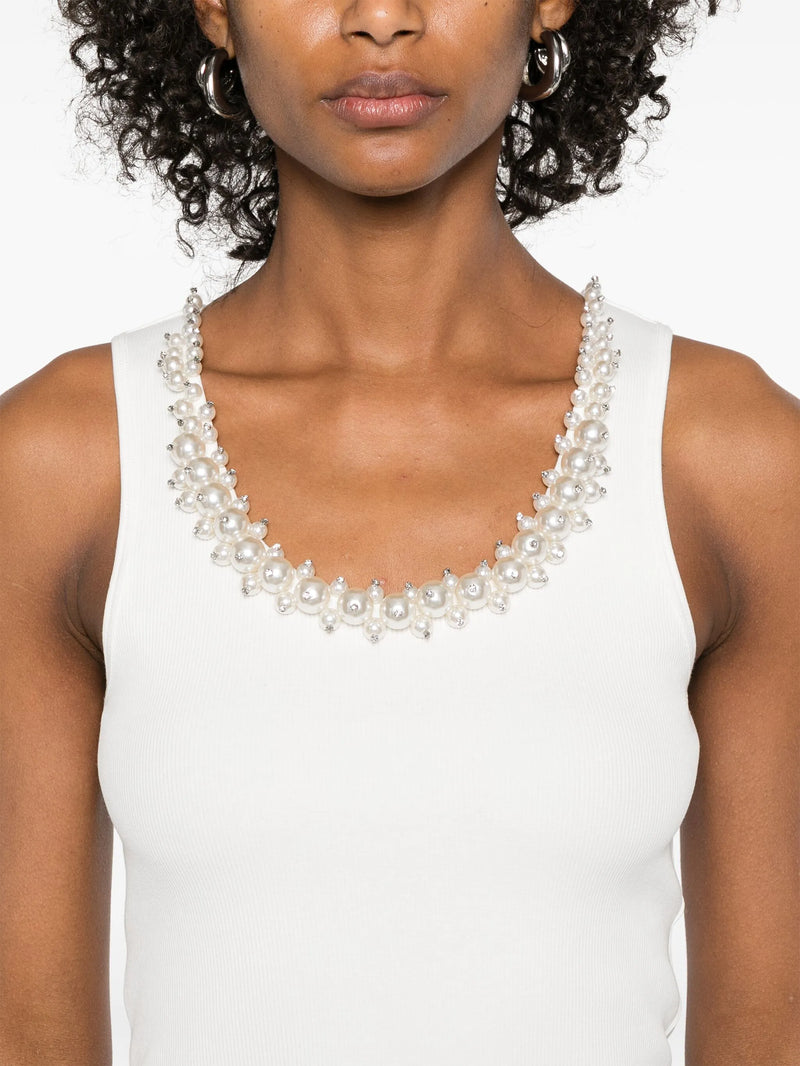 Crush Embellished Tank Ivory