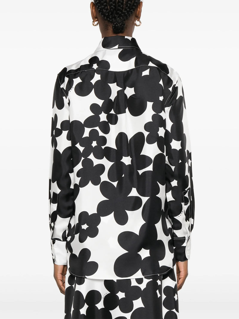 Silk Shirt with Black and White Dillies Print