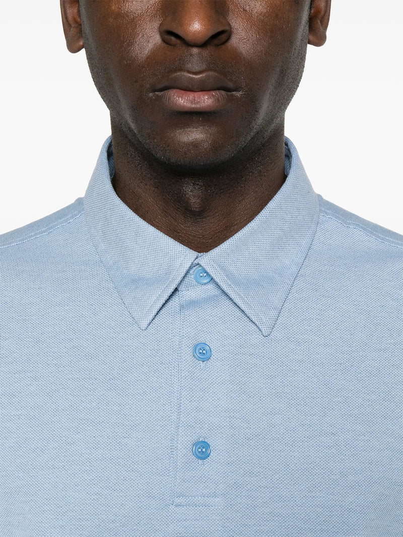 Sky Blue Organic Cotton Piqué Polo