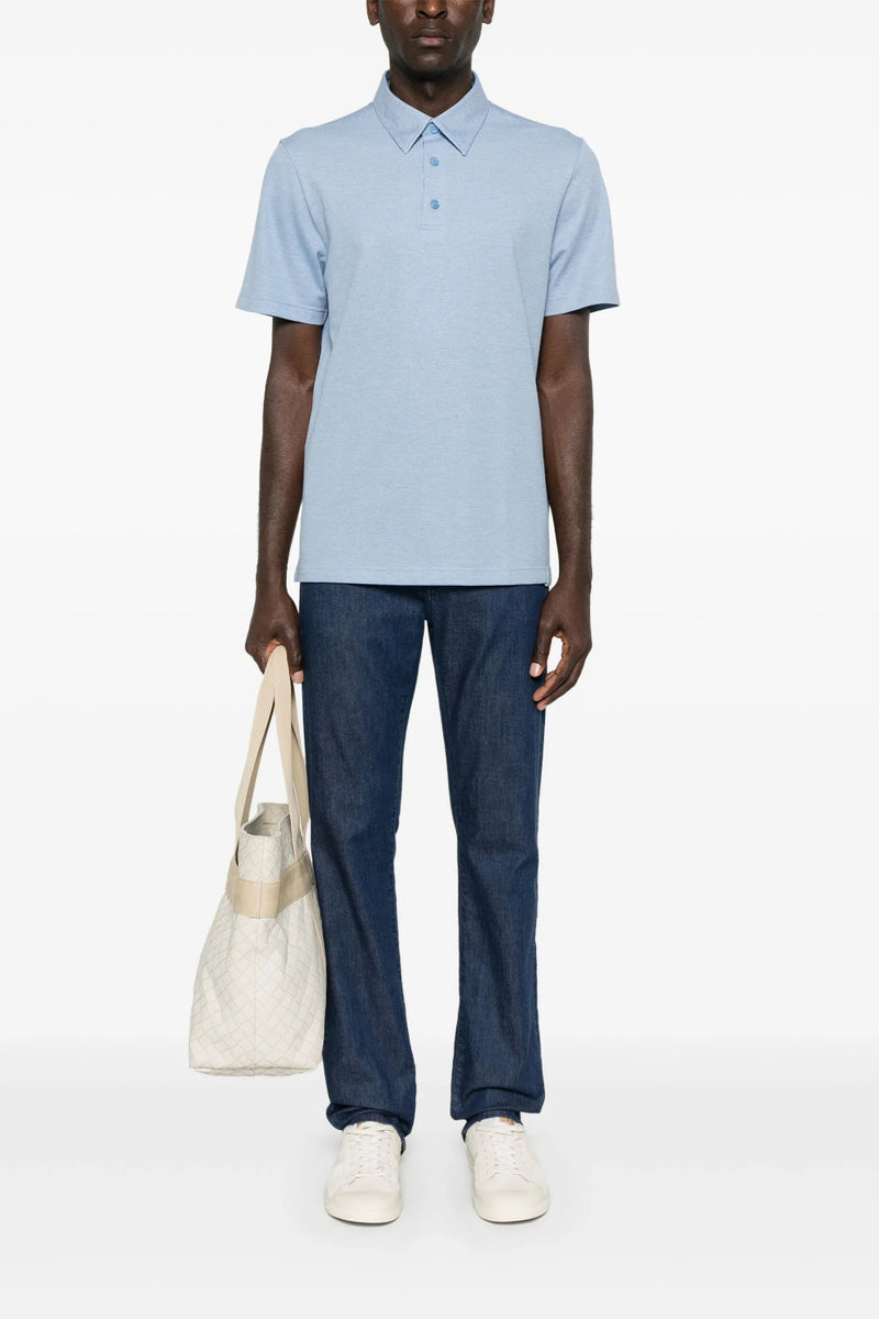 Sky Blue Organic Cotton Piqué Polo