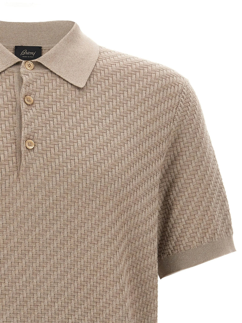 Trama Weave Polo Beige