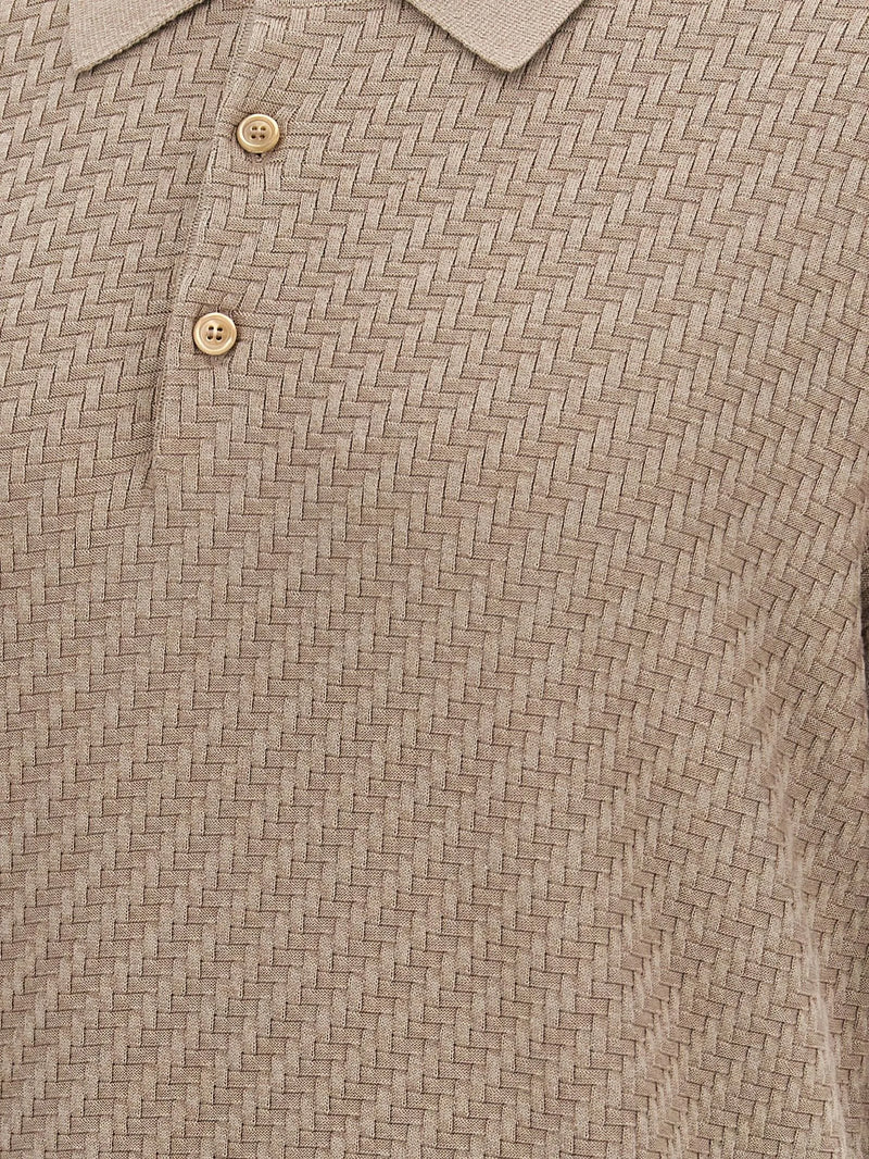 Trama Weave Polo Beige