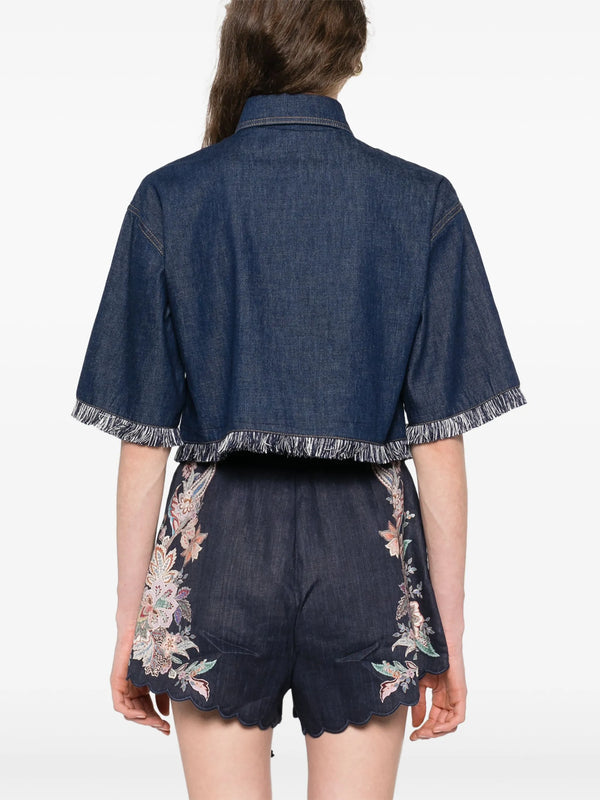 Rhiannon Fringe Denim Shirt Atlantic