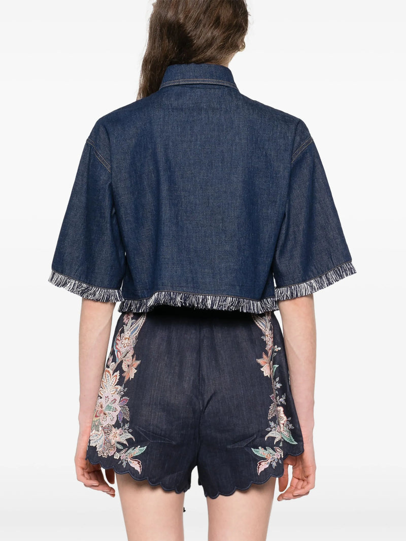Rhiannon Fringe Denim Shirt Atlantic