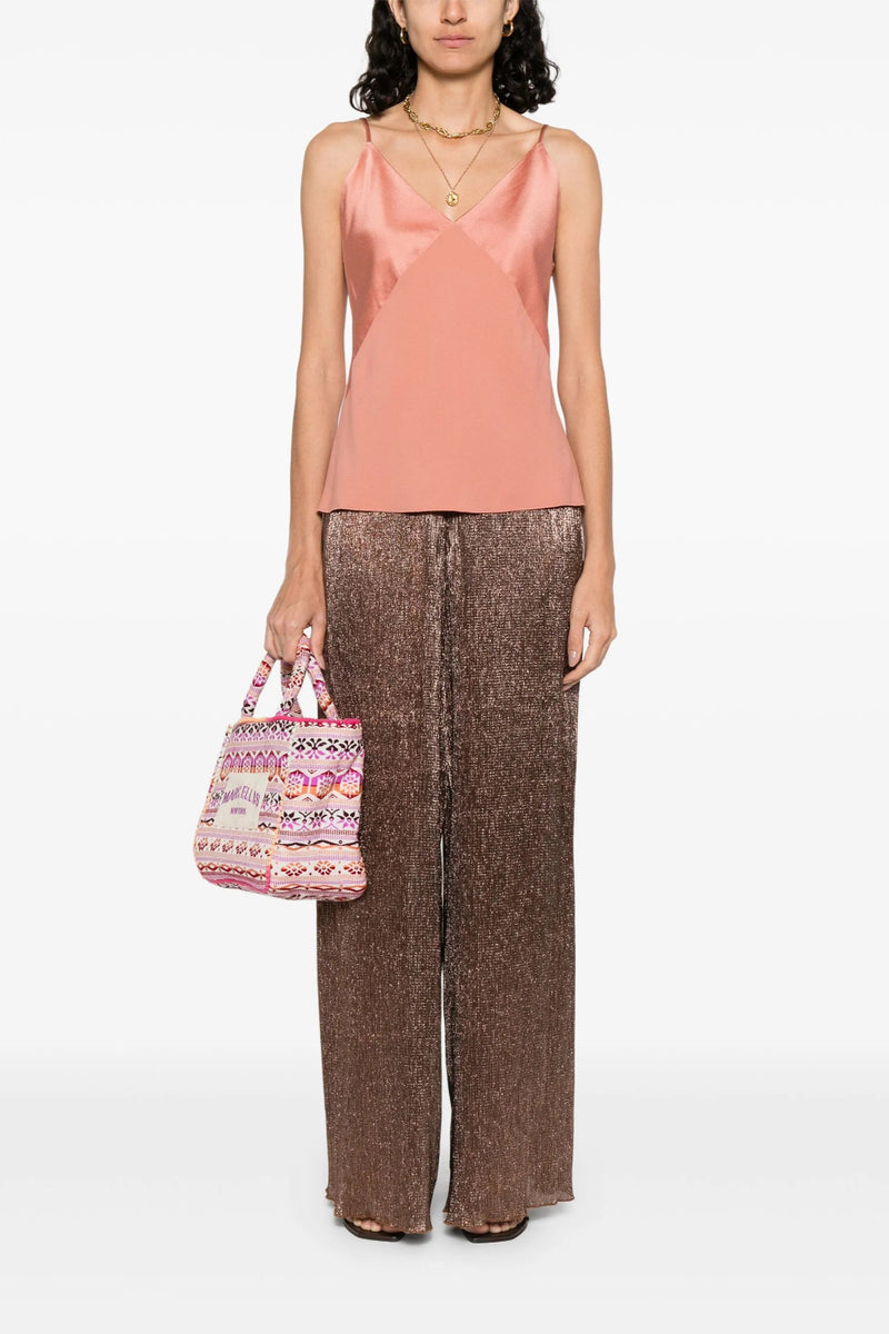 Froisse Lame Regular Waist Palazzo Pants