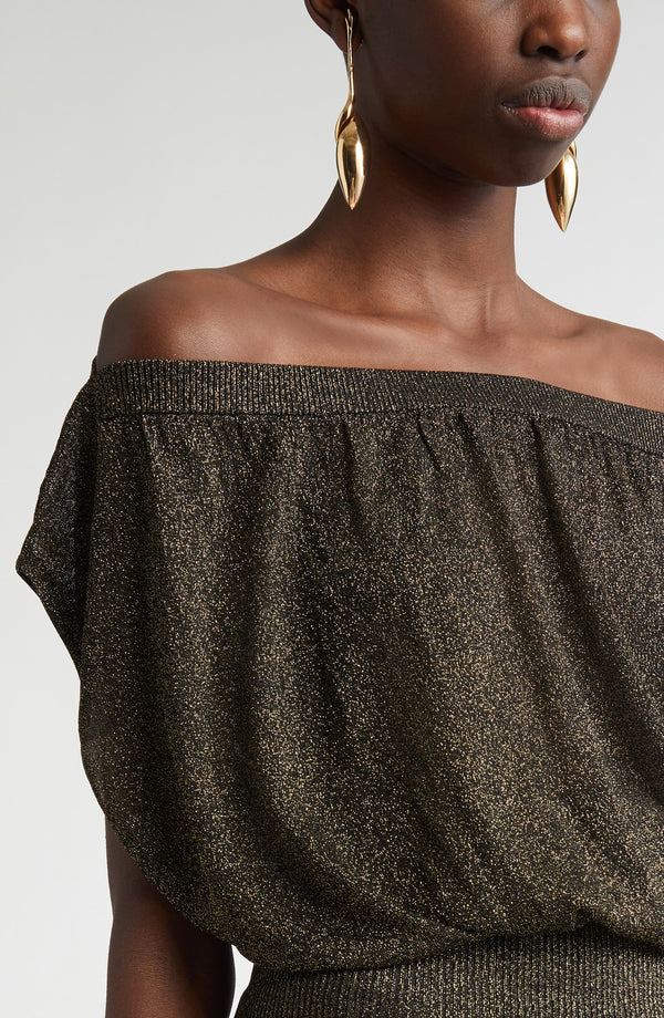 Illuminate Gathered Top Metallic Black