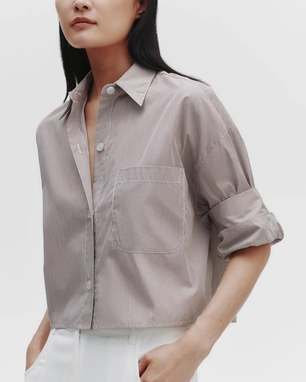 Next Ex Shirt in Superfine Cotton Mini Stripe