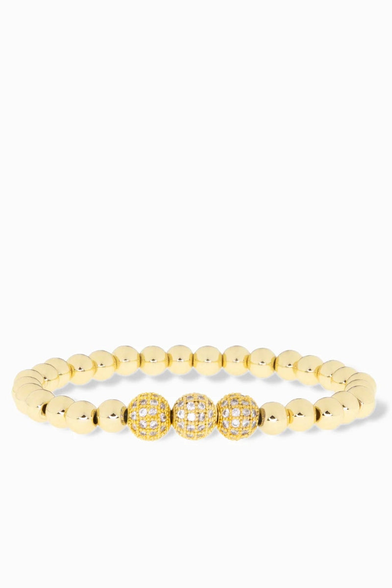 3858B-G/GOLD Triple Pave Ball Bracelet