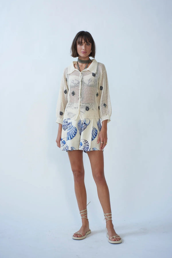 Delmar Crochet Bomber Gardenia