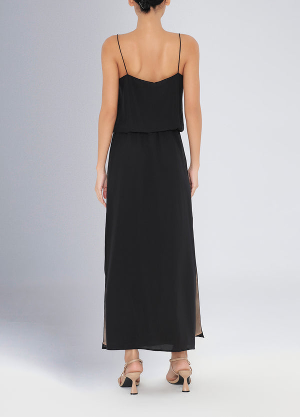 Camilla Dress in Black with Gold Lining