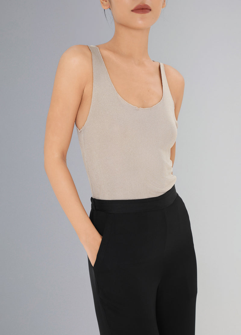 Knit Silk Tank Top Gold