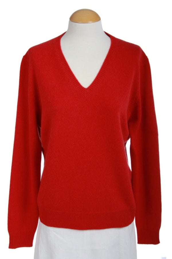 Red Mini V Neck Sweater