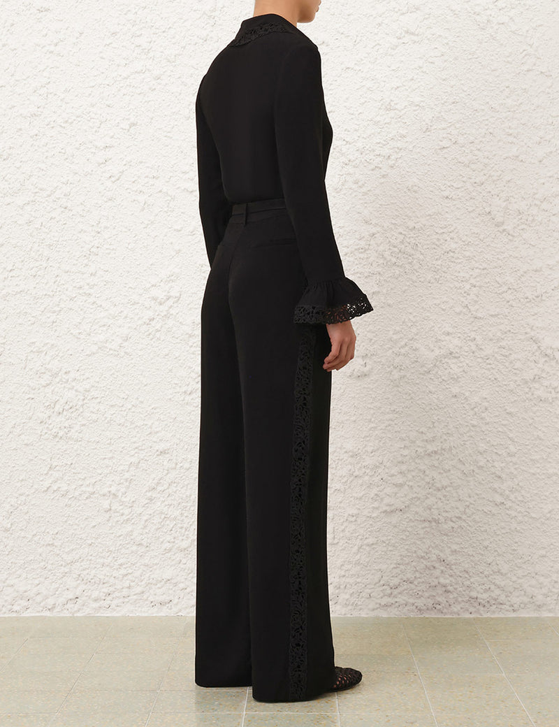 Lace Trim Wide Leg Pant