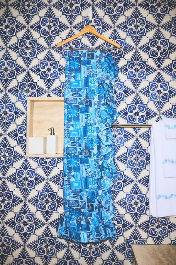 Ruffle Power Pareo Seaside Cobalt Cruise