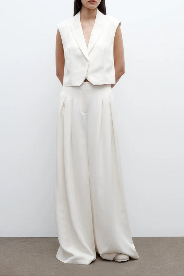 Drew Pant in Coated Viscose Linen