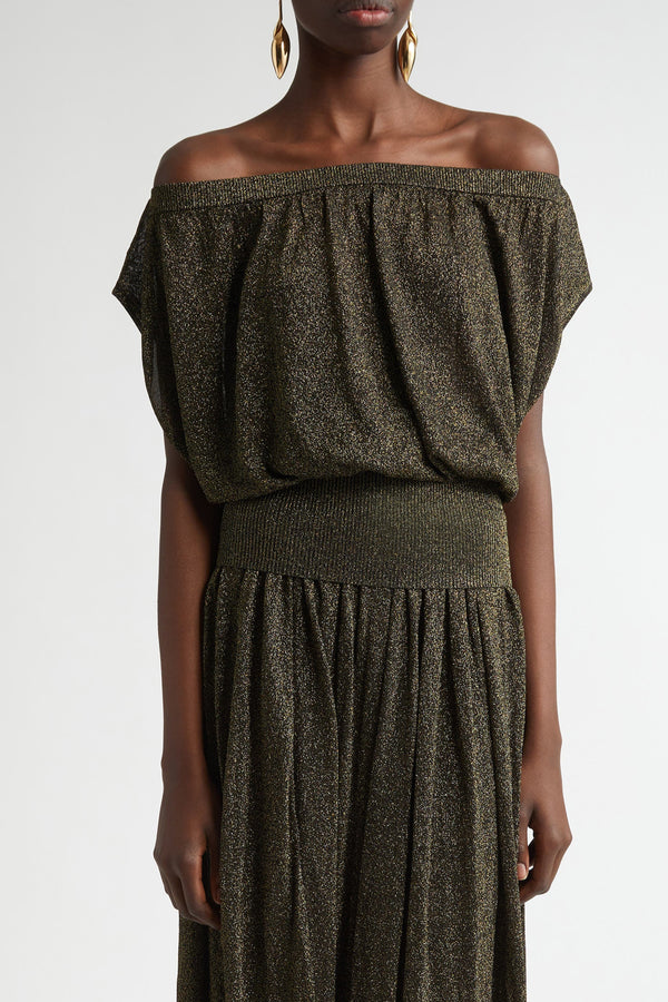 Illuminate Gathered Top Metallic Black