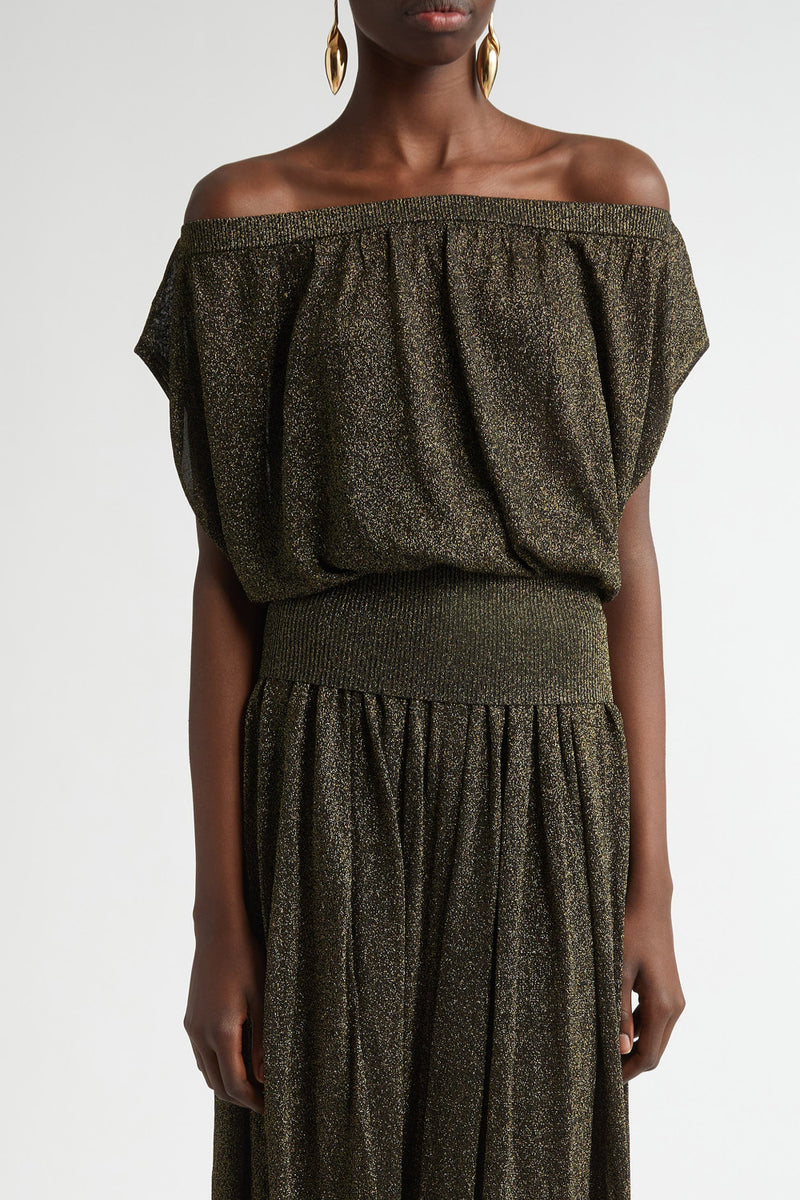 Illuminate Gathered Top Metallic Black