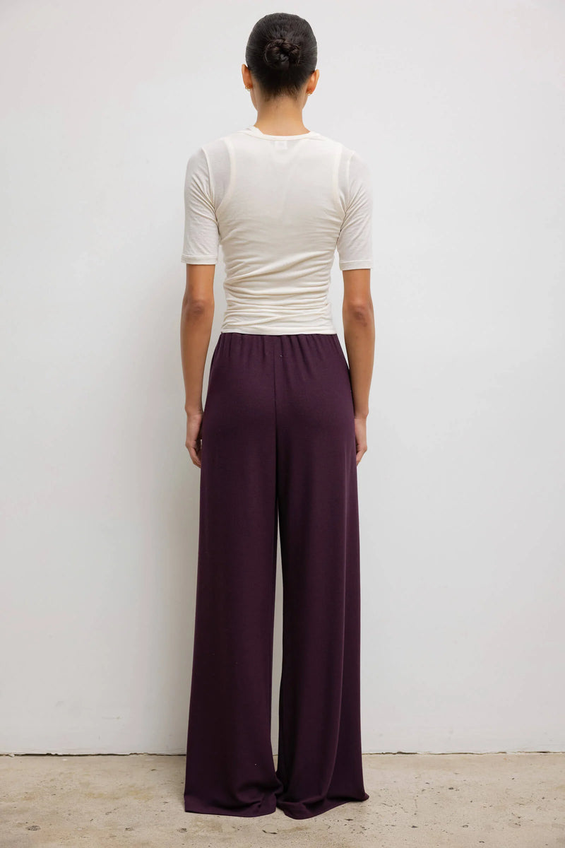 Lauren Pleated Pocket Pant in Dark Berry
