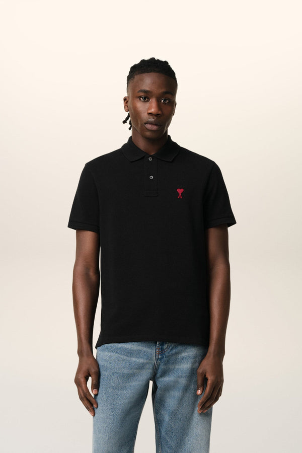 Black Cotton Ami de Coeur Polo Shirt