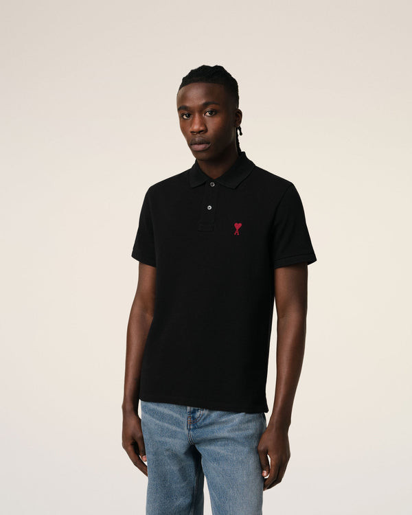 Black Cotton Ami de Coeur Polo Shirt