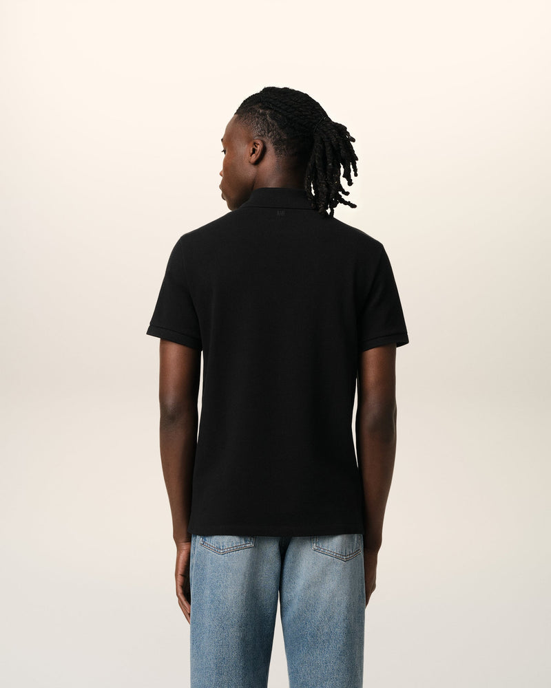 Black Cotton Ami de Coeur Polo Shirt