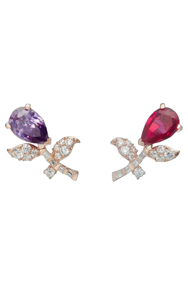 Ruby Amethyst Tulip Earrings