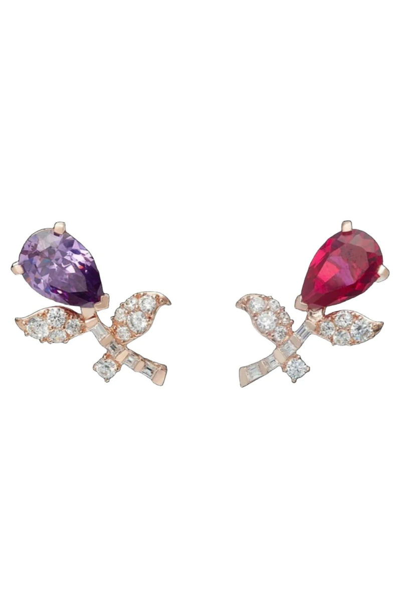 Ruby Amethyst Tulip Earrings