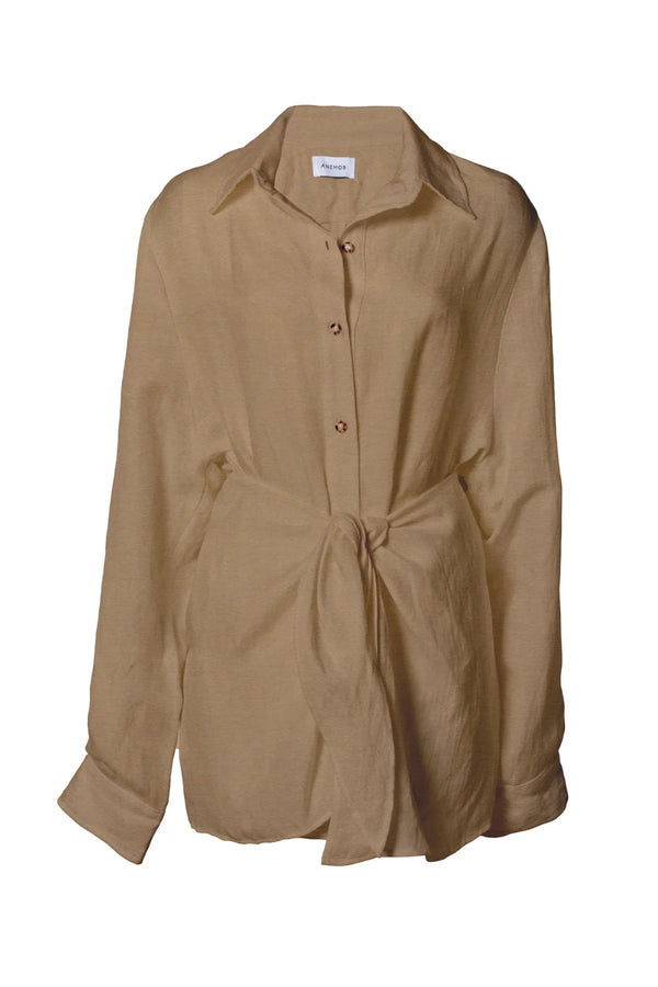 The L.A. Button Down Mini Wrap Dress Sandstone
