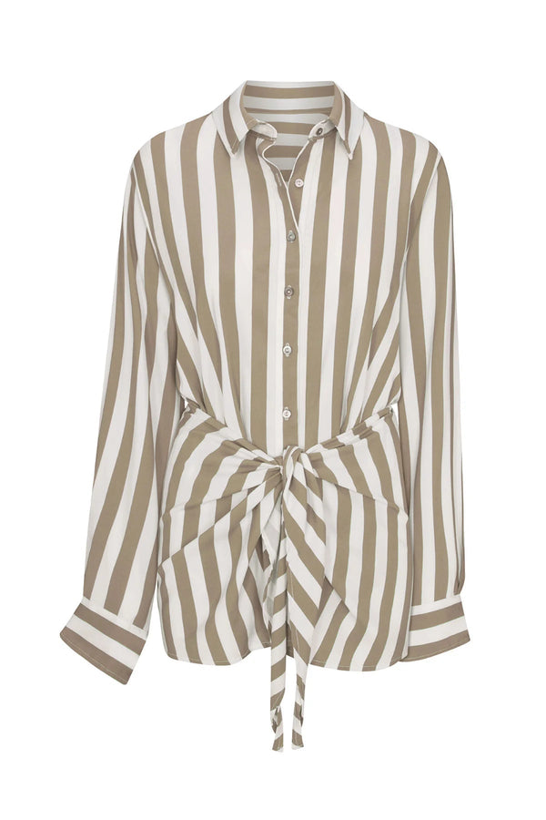 L.A. Button Down Mini Dress Natural & White Stripe
