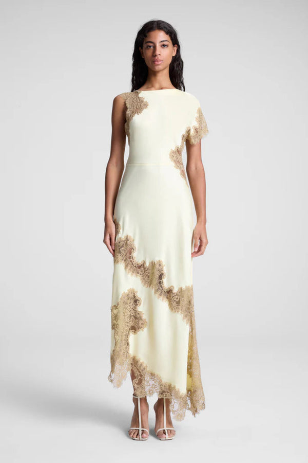 Alessia Satin and Lace Maxi Dress