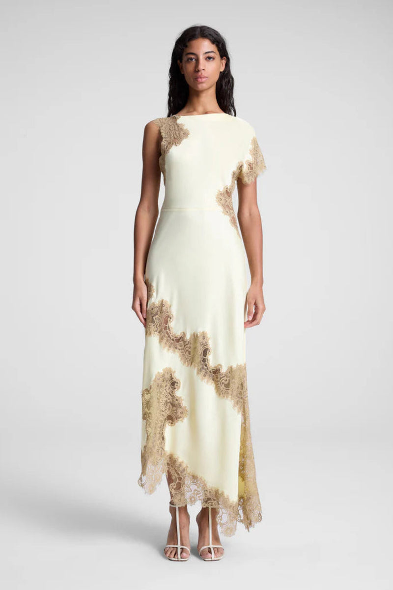 Alessia Satin and Lace Maxi Dress
