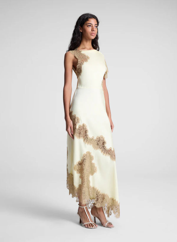 Alessia Satin and Lace Maxi Dress